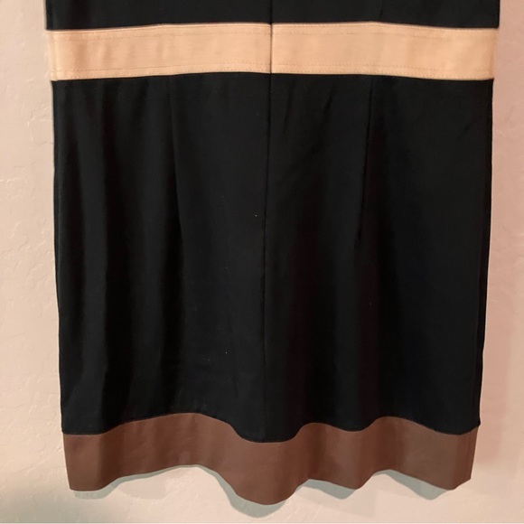 G.W. Black Brown Tan Empire Midi Dress Fully Lined Women's Size M - Picture 11 of 13